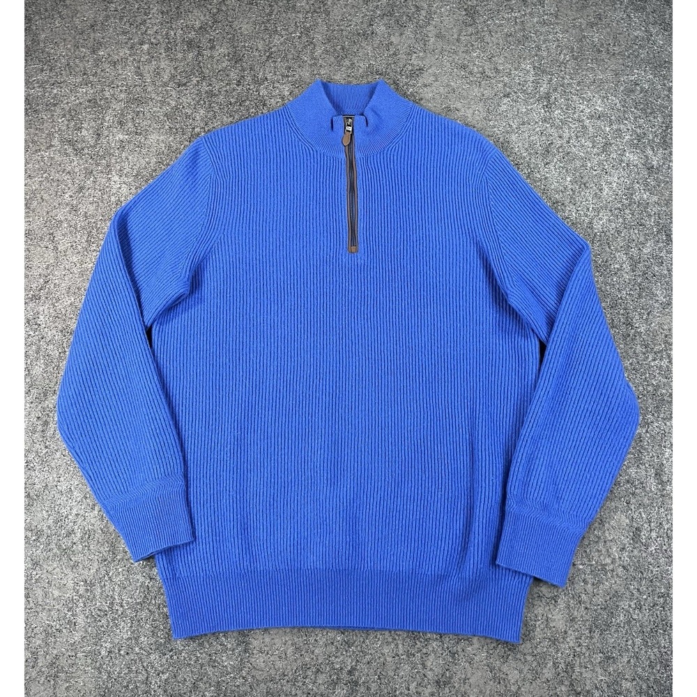 Vineyard Vines Cashmere Quarter Zip Pullover Sweater Mens Medium Blue Preppy EUC